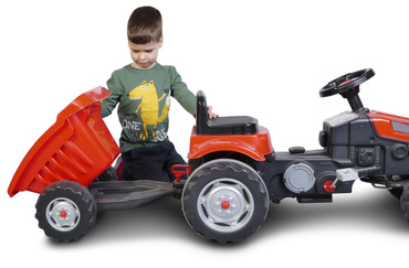 OGROMNY TRAKTOR NA PEDAŁY Z PRZYCZEPĄ XL 143cm CZERWONY