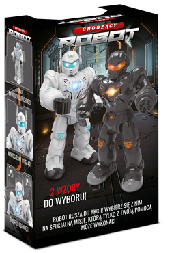 ROBOT CHODZĄCY STRZELA efekty świetlne dźwiękowe ARTYK CZARNY