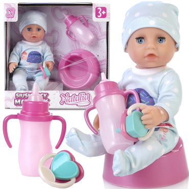 LALKA NATALIA BOBAS BORN BABY BUTELKA NOCNIK SIUSIA PIJE