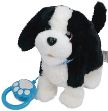 PIESEK INTERAKTYWNY CHODZĄCY NA SMYCZY PIES CHODZI SZCZEKA MERDA LIŻE REAGUJE NA DOTYK