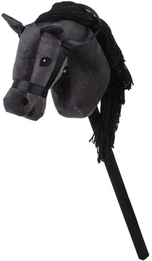 KOŃ NA KIJU HOBBY HORSE GŁOWA KONIA PLUSZOWY KONIK DŹWIĘK CZARNY