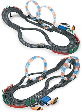 DUŻY TOR SAMOCHODOWY LED 2w1 Wyścigowy ELEKTRYCZNY 600cm 2 AUTA 2 wersje toru