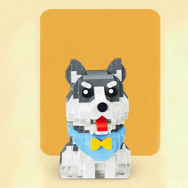 KLOCKI PIESEK HUSKY BIAŁO-SZARY zwierzątko domowe PIES 796 elementów