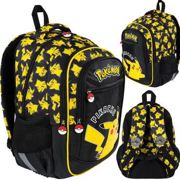 PLECAK TORNISTER SZKOLNY 3-KOMOROWY POKEMON PIKACHU BPL-59