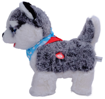 PIESEK INTERAKTYWNY CHODZĄCY PIES HUSKY CHODZI SZCZEKA MERDA REAGUJE NA DOTYK