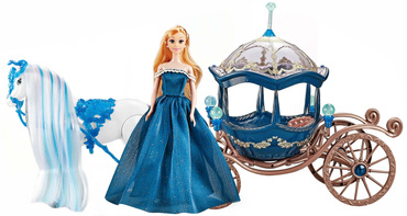 DUŻA KARETA DYNIA Z CHODZĄCYM KONIEM Chodzący KOŃ KAROCA + LALKA KSIĘŻNICZKA