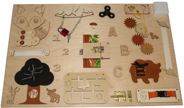DUŻA TABLICA MANIPULACYJNA sensoryczna LAS DREWNIANA MONTESSORI polska XXL