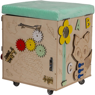 PUFA SKRZYNIA MANIPULACYJNA LAS SENSORYCZNA schowek POJEMNIK Na Zabawki TABLICA