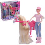 LALKA Z CHODZĄCYM KONIEM CHODZĄCY KOŃ Z GRZYWĄ DŹWIĘKIEM + SIODŁO akcesoria