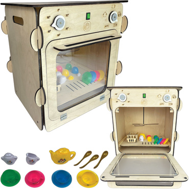 DUŻA DREWNIANA ZMYWARKA Z ŚWIATŁEM I AKCESORIAMI DLA DZIECI