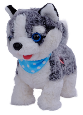 PIESEK INTERAKTYWNY CHODZĄCY PIES HUSKY CHODZI SZCZEKA MERDA REAGUJE NA DOTYK