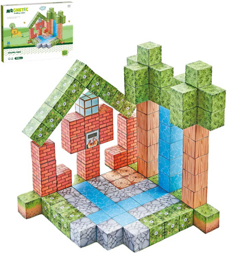 KLOCKI MAGNETYCZNE konstrukcyjne DLA DZIECI SZEŚCIANY PIKSELE KOSTKI 108el