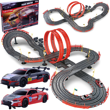 DUŻY TOR SAMOCHODOWY 2w1 Wyścigowy 750cm 2 AUTA AUDI R8 2 wersje toru LICENCJA AUDI