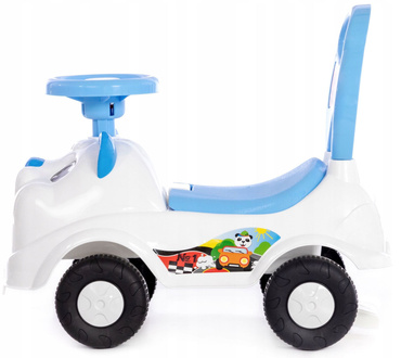 JEŹDZIK DLA DZIECI AUTKO PCHACZ BIAŁY MIŚ AUTO SAMOCHODZIK schowek klakson