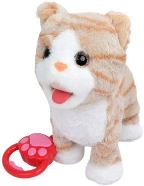 KOTEK INTERAKTYWNY CHODZĄCY NA SMYCZY KOT CHODZI MIAUCZY MERDA LIŻE REAGUJE NA DOTYK