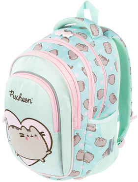 PLECAK TORNISTER SZKOLNY 4-KOMOROWY DLA DZIEWCZYNKI KOT PUSHEEN MINT BPL-58