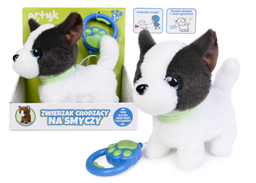 PIESEK INTERAKTYWNY CHODZĄCY NA SMYCZY Pies CHODZI SZCZEKA MERDA Maskotka