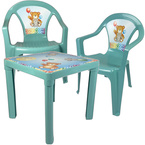 ZESTAW STOLIK + 2 KRZESŁA MEBELKI DLA DZIECI TURKUS PASTELOWY NIEBIESKI
