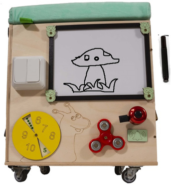 PUFA SKRZYNIA MANIPULACYJNA LAS SENSORYCZNA schowek POJEMNIK Na Zabawki TABLICA