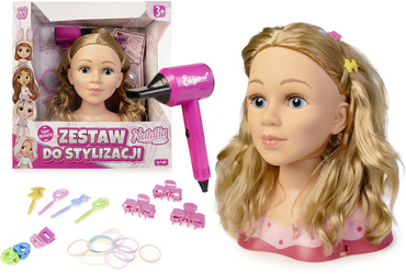 GŁOWA DO STYLIZACJI ZESTAW LALKA WŁOSY FRYZURY gumki spinki NATALIA