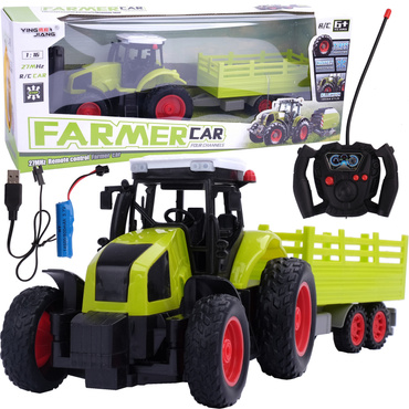 DUŻY TRAKTOR STEROWANY Z PRZYCZEPĄ RC CIĄGNIK 39cm USB
