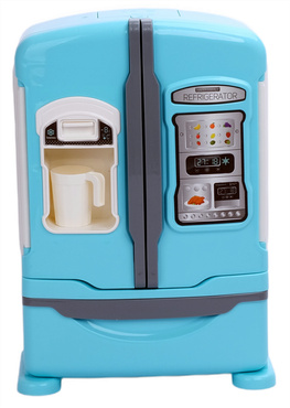 DUŻA LODÓWKA Z KOSTKARKĄ DLA DZIECI światło dźwięki PARA WODNA zestaw 28el