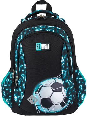 ST.RIGHT PLECAK SZKOLNY 3-KOMOROWY TORNISTER KLASA 1-3 PIŁKA NOŻNA BP-26 NEON FOOTBALL