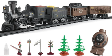 POCIĄG KOLEJKA ELEKTRYCZNA ZDALNIE STEROWANA DYMI CIUCHCIA DUŻY TOR