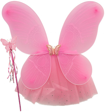 SKRZYDEŁKA dla wróżki aniołka SPÓDNICZKA RÓŻDŻAKA STRÓJ KARNAWAŁOWY kostium