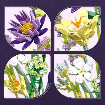 KLOCKI konstrukcyjne KWIATY ZESTAW BUKIET TROPIKALNYCH KWIATÓW 890 el.