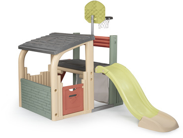 SMOBY CENTRUM ZABAW ZJEŻDŻALNIA 150cm BRAMKA DOMEK KOSZ ŚCIANKA WSPINACZKOWA ZESTAW 5w1 ANTI-UV