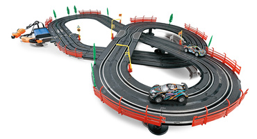 DUŻY TOR SAMOCHODOWY 3w1 Wyścigowy ELEKTRYCZNY 486cm 2 AUTA 3 wersje toru