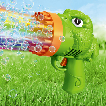 PISTOLET DO BANIEK DINO + PŁYN DINOZAUR MASZYNKA DO BANIEK BAŃKI MYDLANE KOLORY