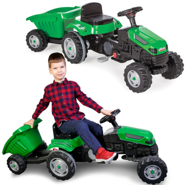 OGROMNY TRAKTOR NA PEDAŁY Z PRZYCZEPĄ XL 143cm ZIELONY