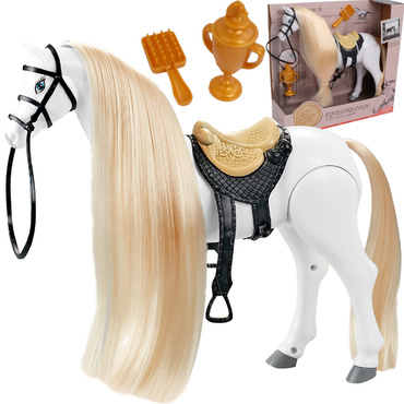 DUŻY CHODZĄCY KOŃ DLA LALKI LALEK Konik BIAŁY KUCYK DŹWIĘKI KONIA