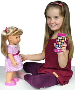 Lalka NATALIA CHODZĄCA ZE SMARTFONEM Mówi PL-ANG