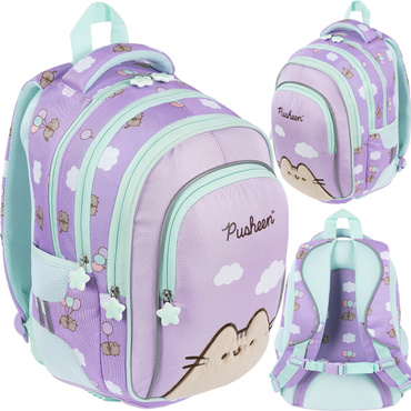 PLECAK TORNISTER SZKOLNY 4-KOMOROWY DLA DZIEWCZYNKI KOT PUSHEEN VIOLET BPL-58