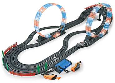 DUŻY TOR SAMOCHODOWY LED 2w1 Wyścigowy ELEKTRYCZNY 600cm 2 AUTA 2 wersje toru