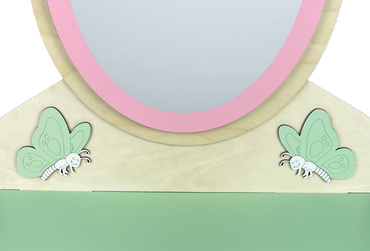 DREWNIANA TOALETKA Z TABORETEM I AKCESORIAMI 