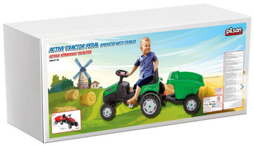 OGROMNY TRAKTOR NA PEDAŁY Z PRZYCZEPĄ XL 143cm ZIELONY