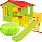 DOMEK XXL Z PŁOTKIEM ZJEŻDŻALNIA 205cm PIASKOWNICA TWINS ZESTAW
