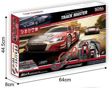 DUŻY TOR SAMOCHODOWY 3w1 Wyścigowy 560cm 2 AUTA AUDI R8 3 wersje toru LICENCJA AUDI