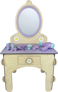 DREWNIANA TOALETKA  dla dziewczynki Z TABORETEM I AKCESORIAMI