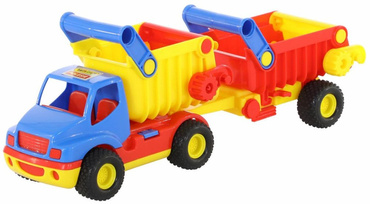 Samochód WYWROTKA GUMOWE KOŁA AUTO Z PRZYCZEPĄ 50cm