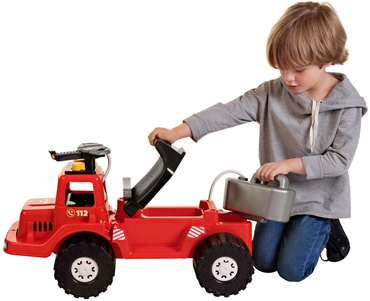 DUŻY JEŹDZIK STRAŻ POŻARNA 72cm Z POMPKĄ WODNĄ polski