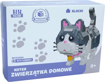 KLOCKI KOTEK BIAŁO-SZARY zwierzątko domowe KOT 673 elementów