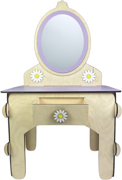 DREWNIANA TOALETKA  dla dziewczynki Z TABORETEM I AKCESORIAMI