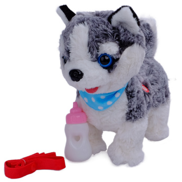 PIESEK INTERAKTYWNY CHODZĄCY PIES HUSKY CHODZI SZCZEKA MERDA REAGUJE NA DOTYK