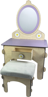 DREWNIANA TOALETKA  dla dziewczynki Z TABORETEM I AKCESORIAMI