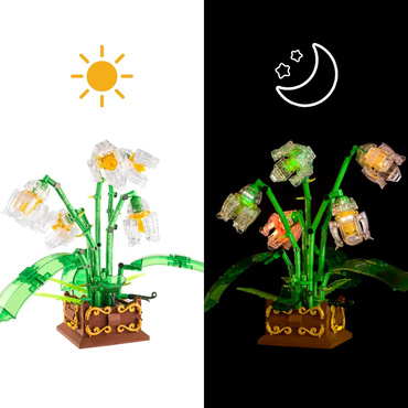 KLOCKI KWIATY ORCHIDEA ZESTAW 501 el. PODŚWIETLANE LED PILOT